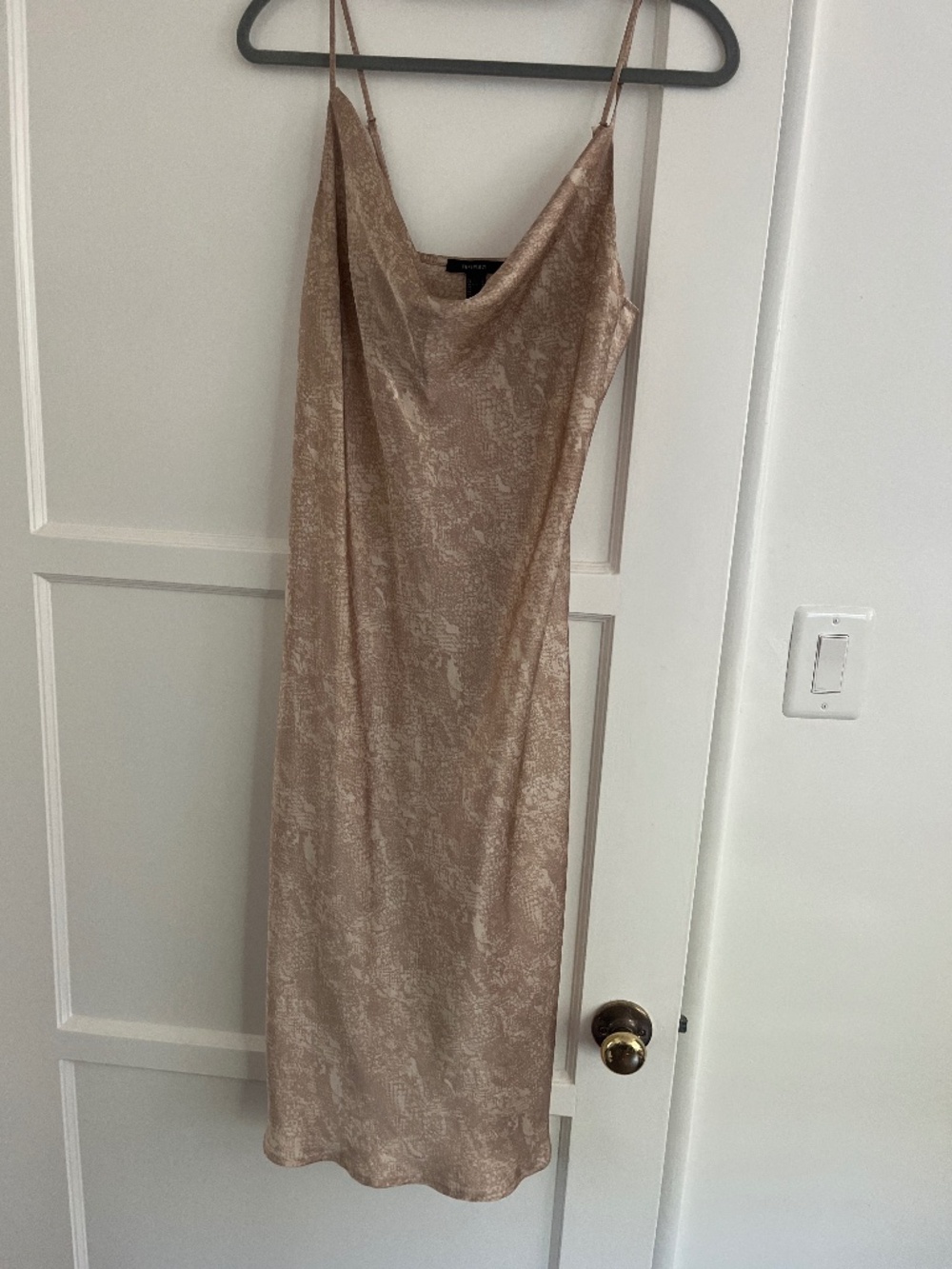 Satin Beige Snake Skin Print Dress